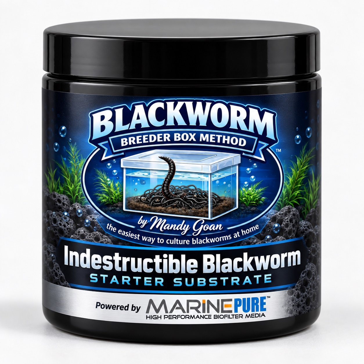 Indestructible Blackworm Starter Substrate powered by MarinePure